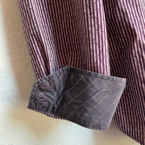 Quieti Mens size Large Button down shirt 100% fine cotton contrast cuff - Picture 6 of 12